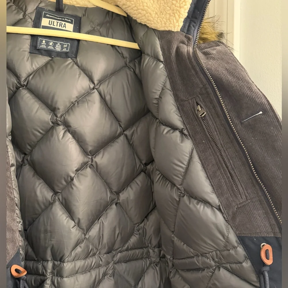 Abercrombie & Fitch Men’s Ultra Down Parka with Faux Fur Trim Size XL Like New - Picture 8 of 16